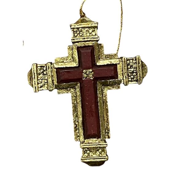 Set of 5 gold tone cross ornaments - Picture 8 of 10